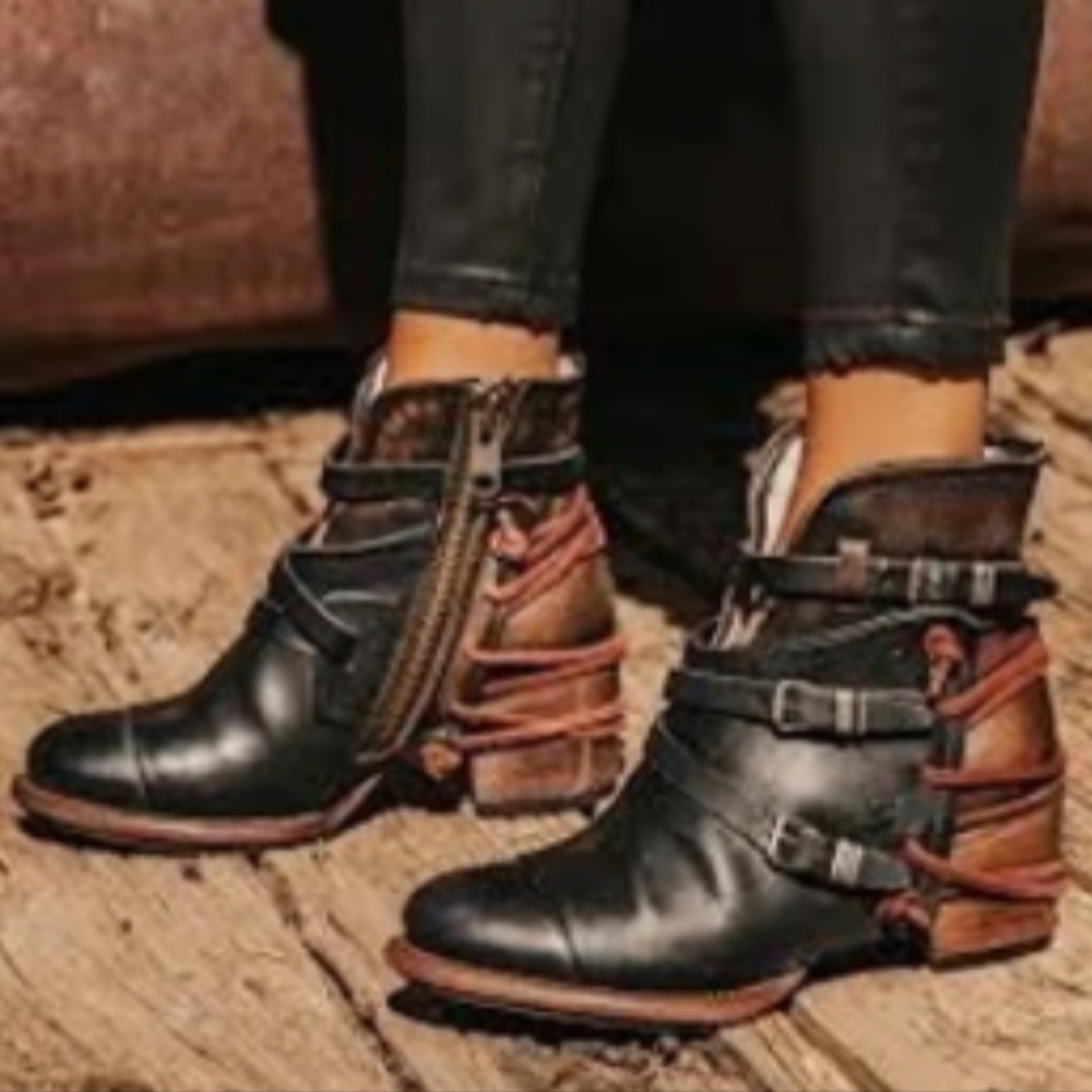 Freebird Black and Brown Ankle Booties